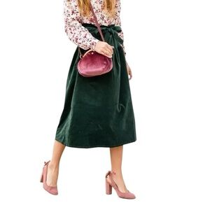 Draper James midi fine velour Corduroy skirt belted paper bag Christmas skirt XL
